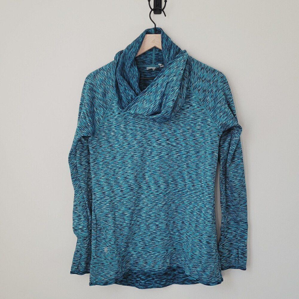 Athleta Cowl Neck Fleece Lined Sweatshirt in Blue Size Medium